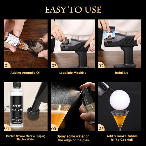 Aromatherapy Smoke Bubble Infuser Gun for Epic Cocktail & Dessert Displays